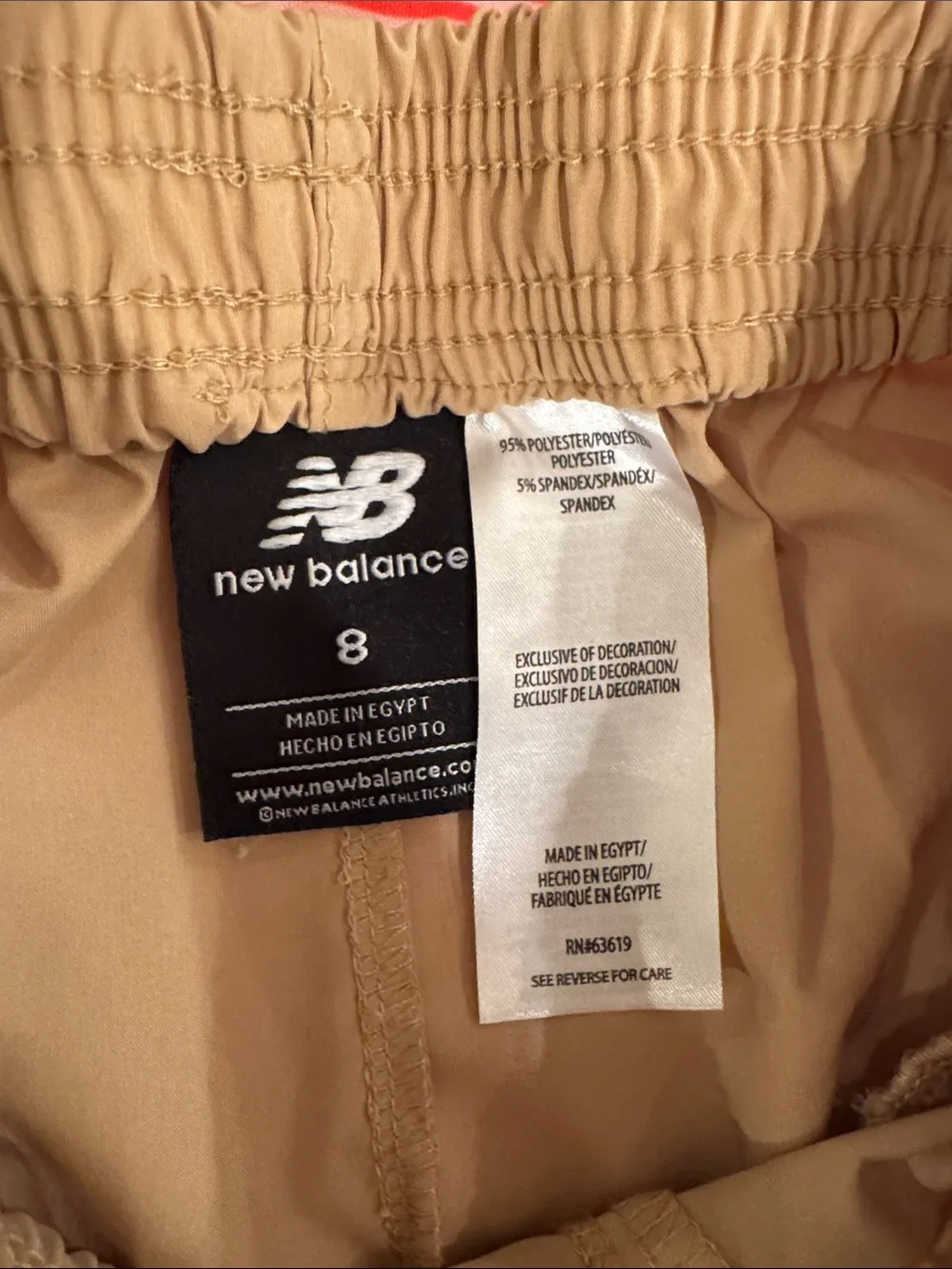 New Balance Coral & White Striped Polo with Khaki Shorts Set performance fabric